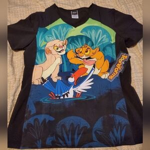 Lion King Cherokee Scrubs Size Small Tooniforms Disney Simba Nala V Neck Top NEW